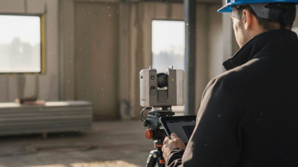 3D-laserscannen van gebouwinterieur voor bouwkundig tekenwerk.
